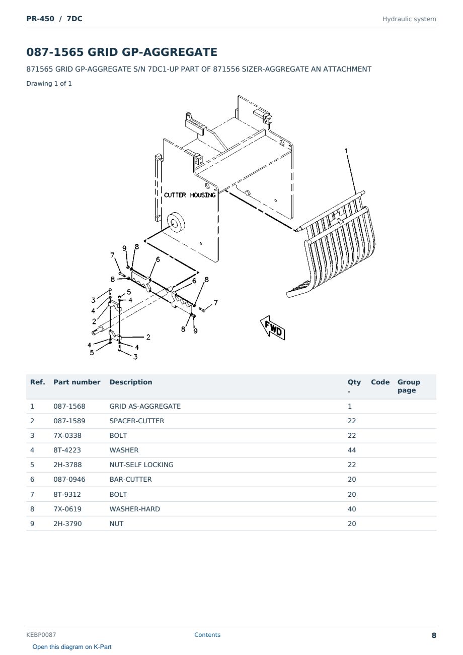 Caterpillar PR-450 S/N 7DC Partsbook KEBP0087 (English) - sample page 8 of 10 Caterpillar PR-450 S/N 7DC Partsbook KEBP0087 (English) - sample page 8 of 10