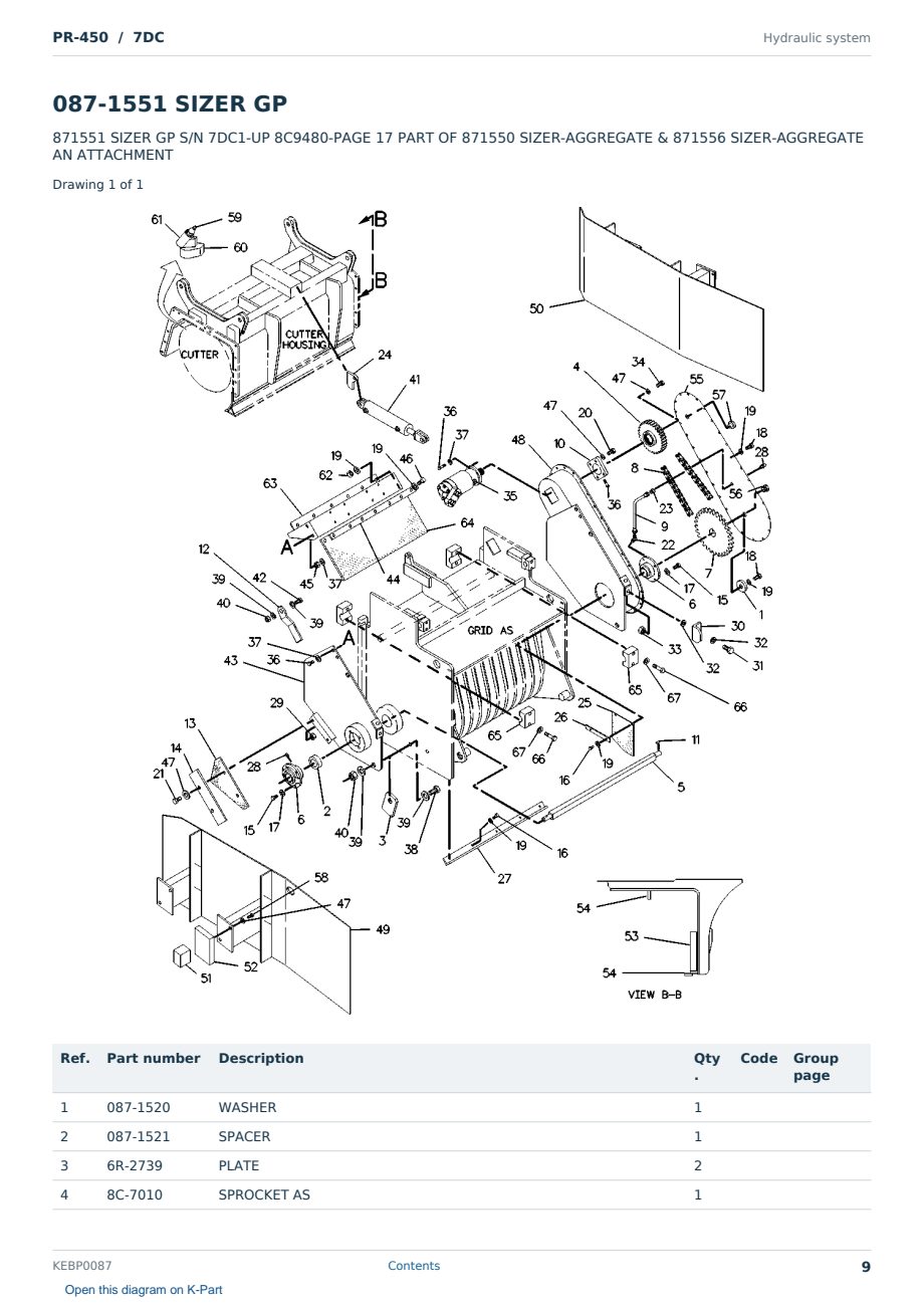 Caterpillar PR-450 S/N 7DC Partsbook KEBP0087 (English) - sample page 9 of 10 Caterpillar PR-450 S/N 7DC Partsbook KEBP0087 (English) - sample page 9 of 10