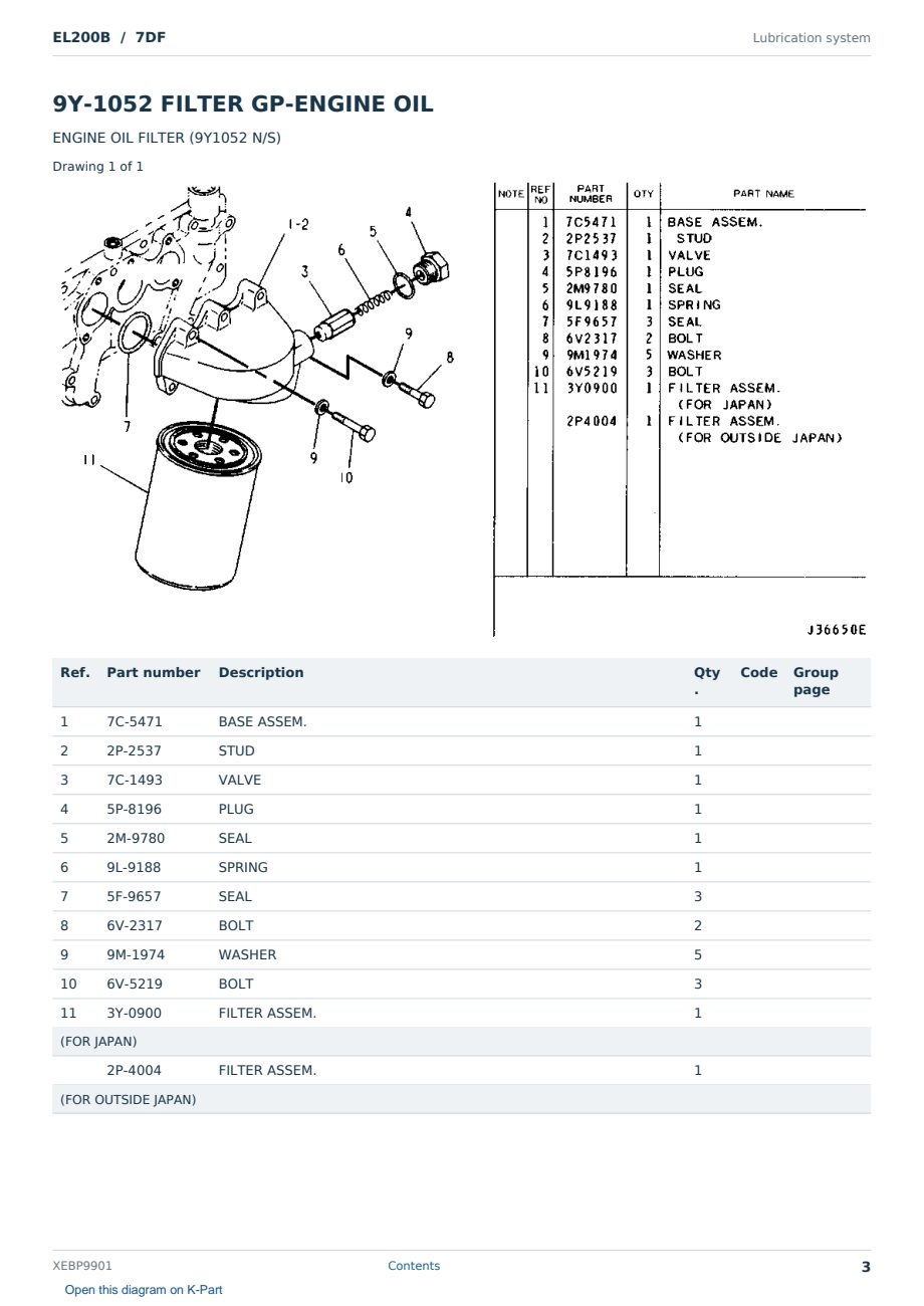 Caterpillar EL200B S/N 7DF Partsbook XEBP9901 (English) - sample page 3 of 10 Caterpillar EL200B S/N 7DF Partsbook XEBP9901 (English) - sample page 3 of 10