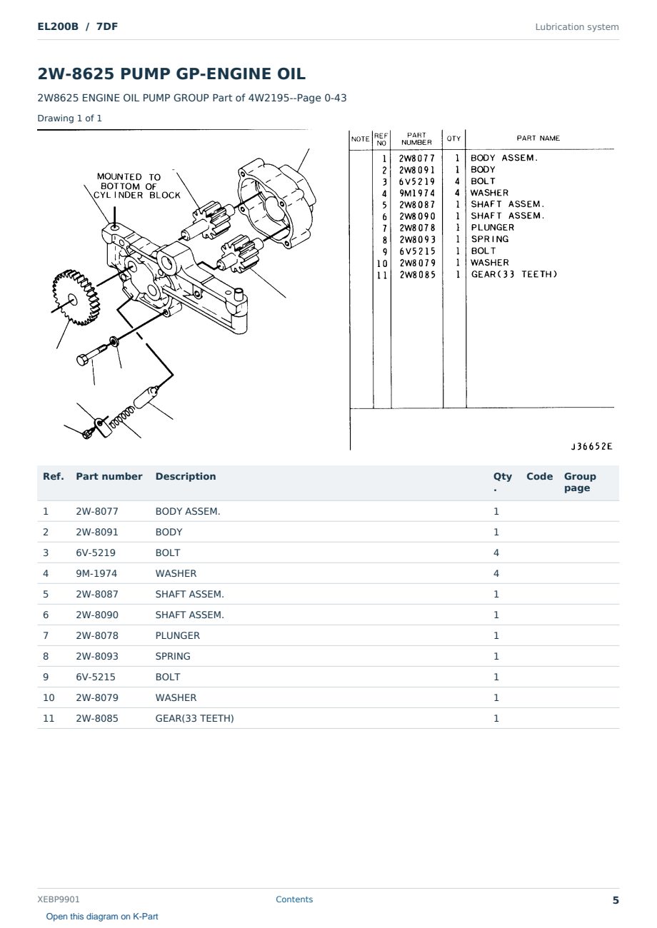 Caterpillar EL200B S/N 7DF Partsbook XEBP9901 (English) - sample page 5 of 10 Caterpillar EL200B S/N 7DF Partsbook XEBP9901 (English) - sample page 5 of 10