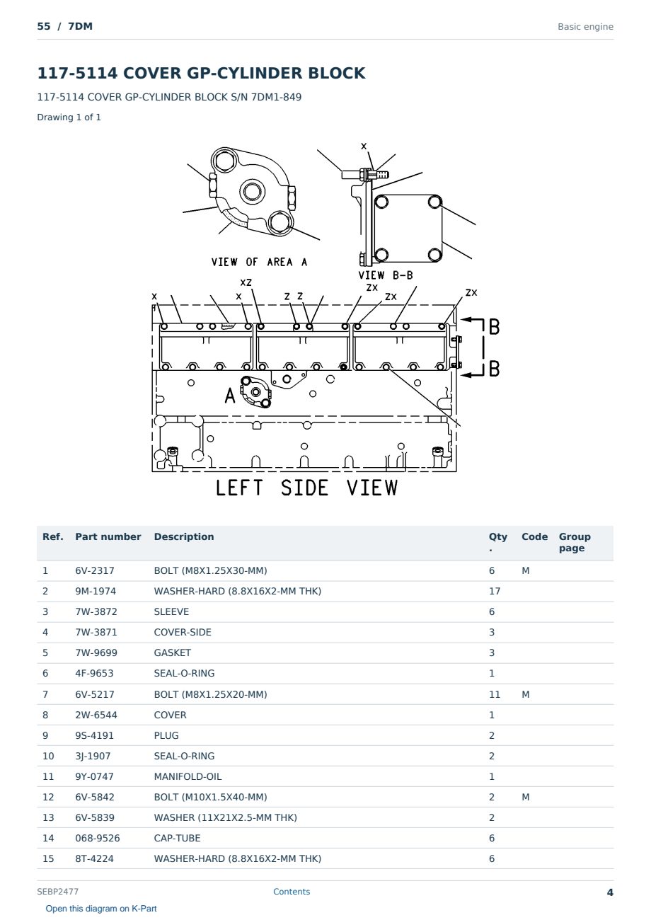Caterpillar 55 S/N 7DM Partsbook SEBP2477 (English) - sample page 4 of 10 Caterpillar 55 S/N 7DM Partsbook SEBP2477 (English) - sample page 4 of 10