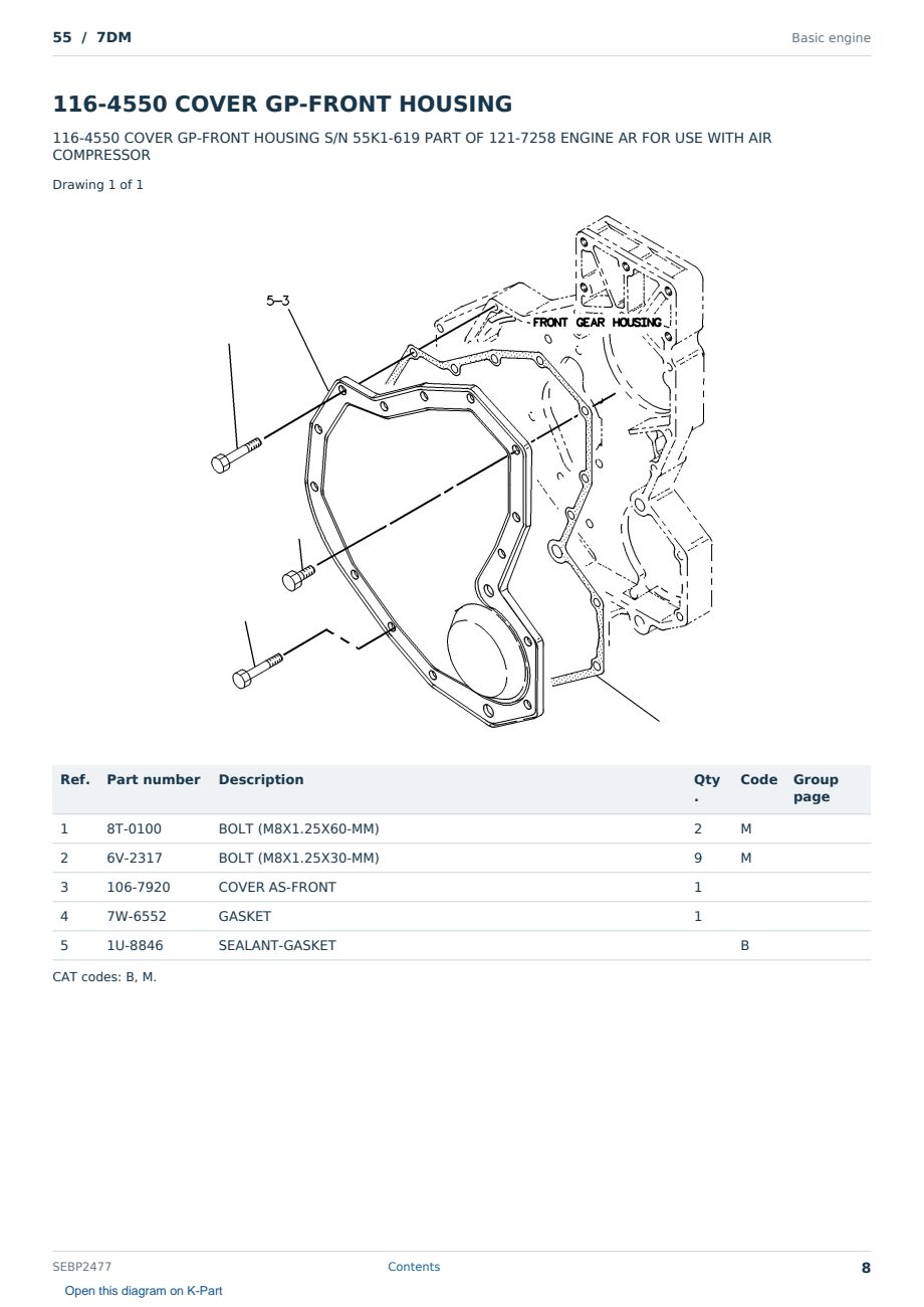 Caterpillar 55 S/N 7DM Partsbook SEBP2477 (English) - sample page 8 of 10 Caterpillar 55 S/N 7DM Partsbook SEBP2477 (English) - sample page 8 of 10
