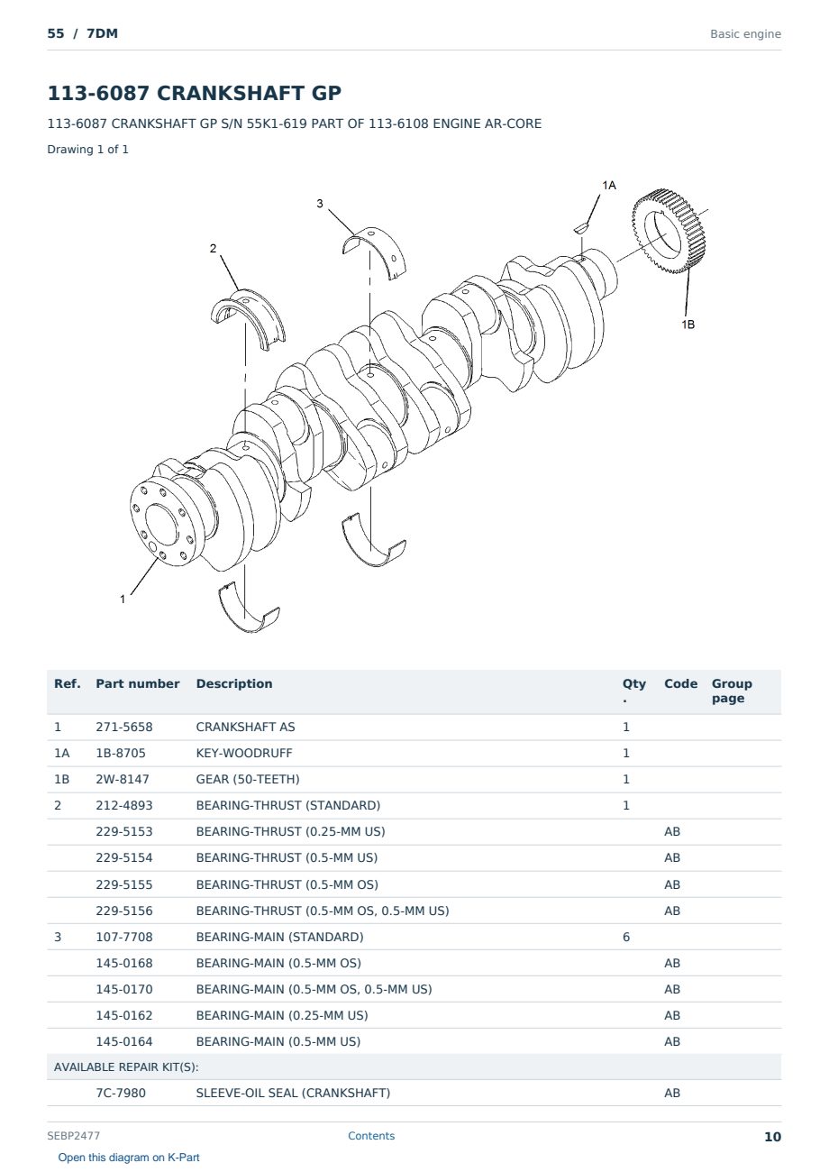 Caterpillar 55 S/N 7DM Partsbook SEBP2477 (English) - sample page 10 of 10 Caterpillar 55 S/N 7DM Partsbook SEBP2477 (English) - sample page 10 of 10
