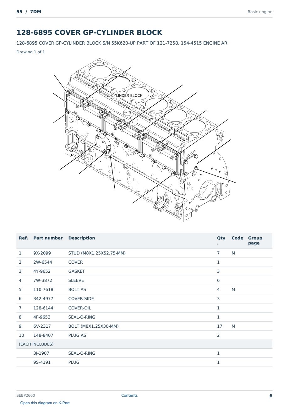 Caterpillar 55 S/N 7DM Partsbook SEBP2660 (English) - sample page 6 of 10 Caterpillar 55 S/N 7DM Partsbook SEBP2660 (English) - sample page 6 of 10