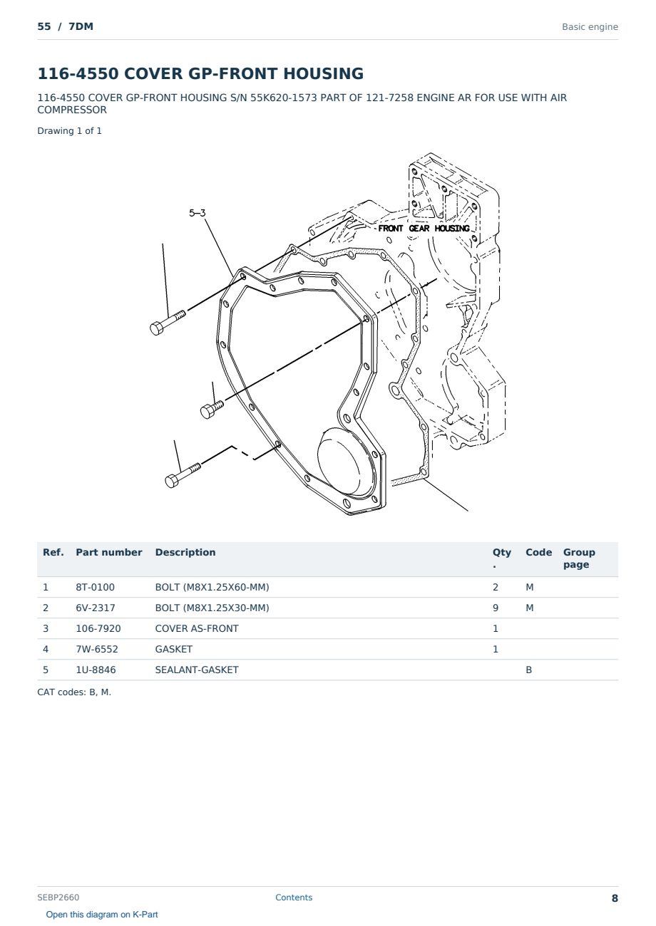 Caterpillar 55 S/N 7DM Partsbook SEBP2660 (English) - sample page 8 of 10 Caterpillar 55 S/N 7DM Partsbook SEBP2660 (English) - sample page 8 of 10