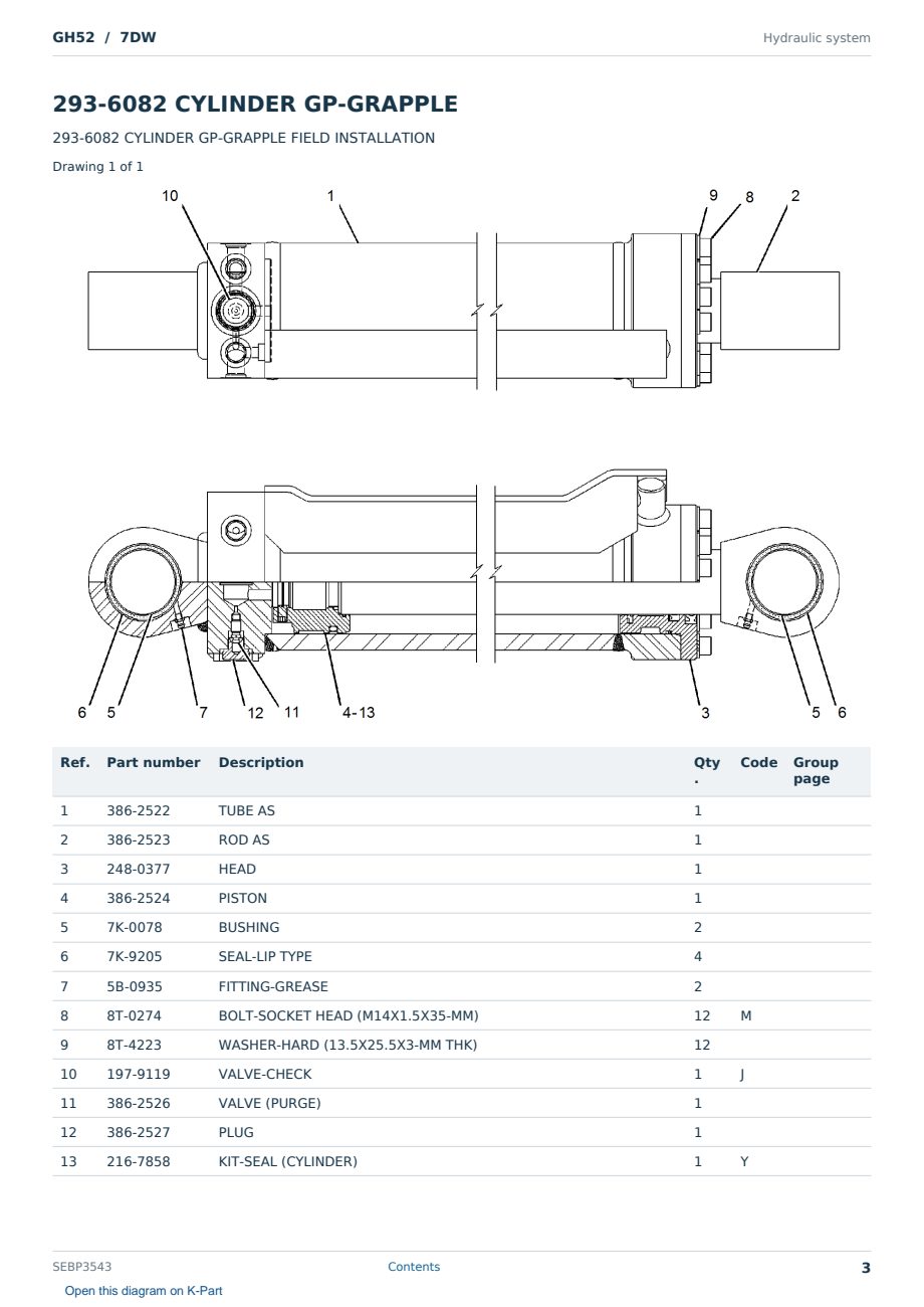 Caterpillar GH52 S/N 7DW Partsbook SEBP3543 (English) - sample page 3 of 10 Caterpillar GH52 S/N 7DW Partsbook SEBP3543 (English) - sample page 3 of 10