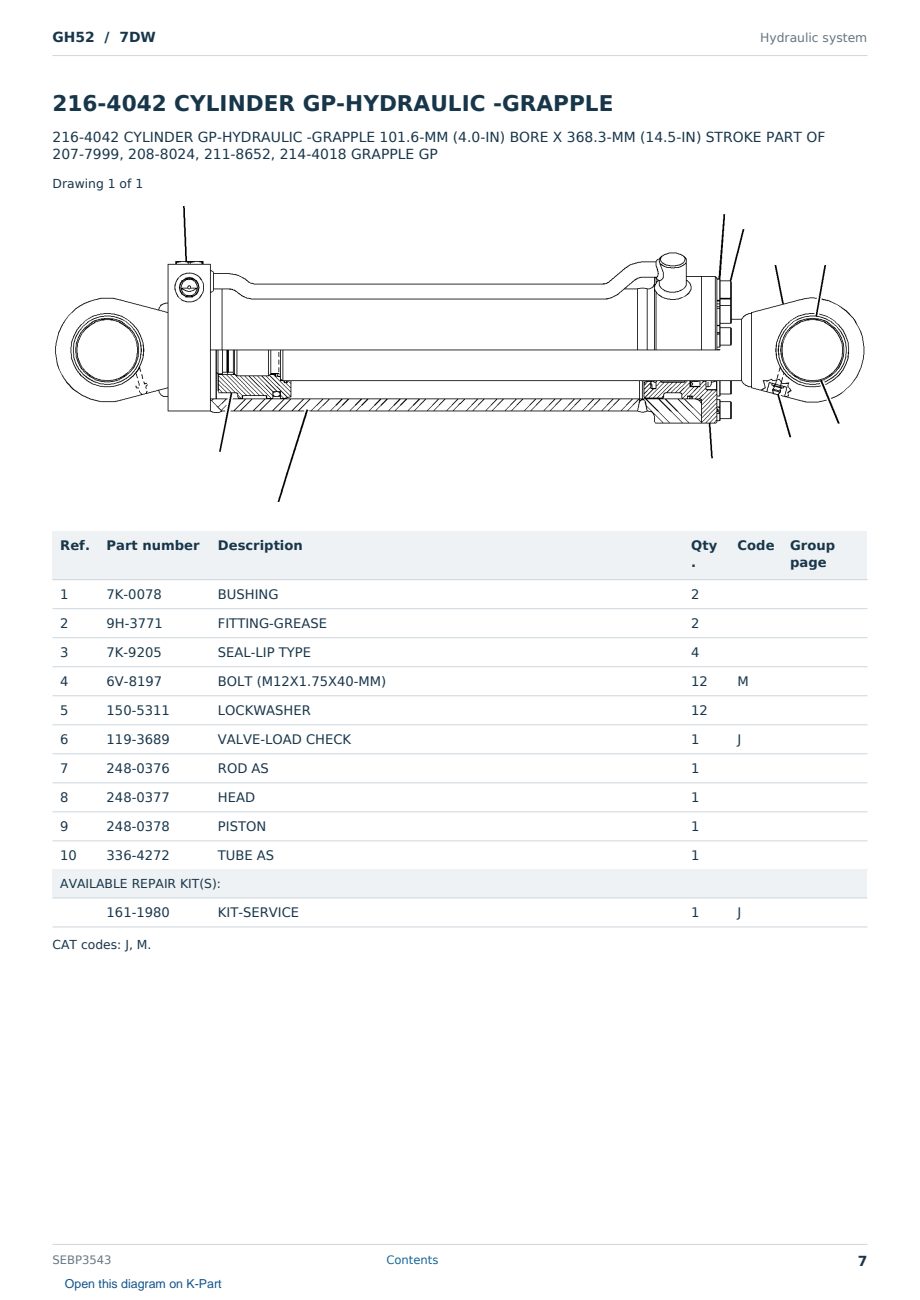 Caterpillar GH52 S/N 7DW Partsbook SEBP3543 (English) - sample page 7 of 10 Caterpillar GH52 S/N 7DW Partsbook SEBP3543 (English) - sample page 7 of 10
