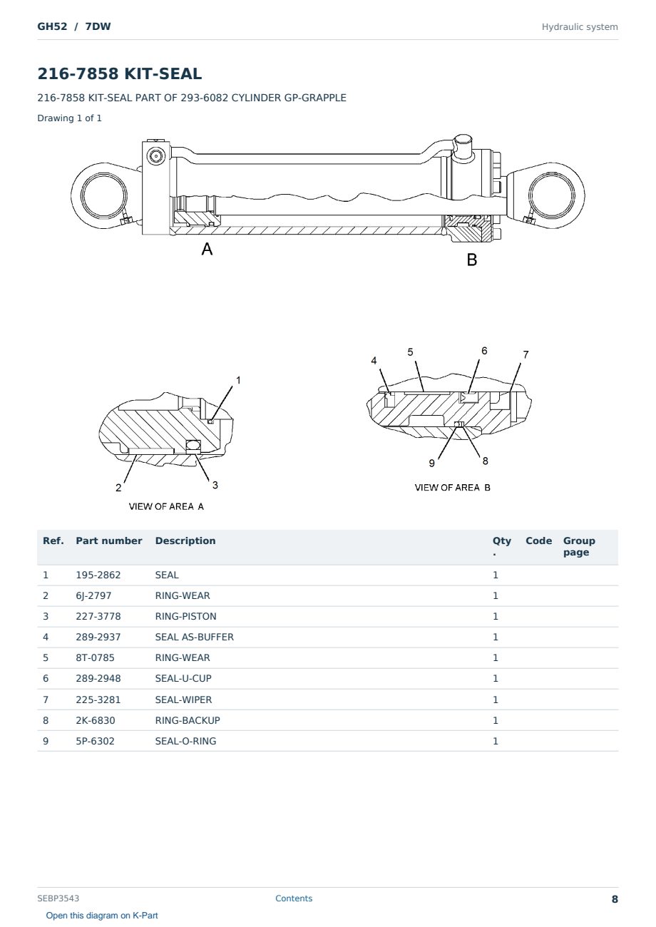 Caterpillar GH52 S/N 7DW Partsbook SEBP3543 (English) - sample page 8 of 10 Caterpillar GH52 S/N 7DW Partsbook SEBP3543 (English) - sample page 8 of 10