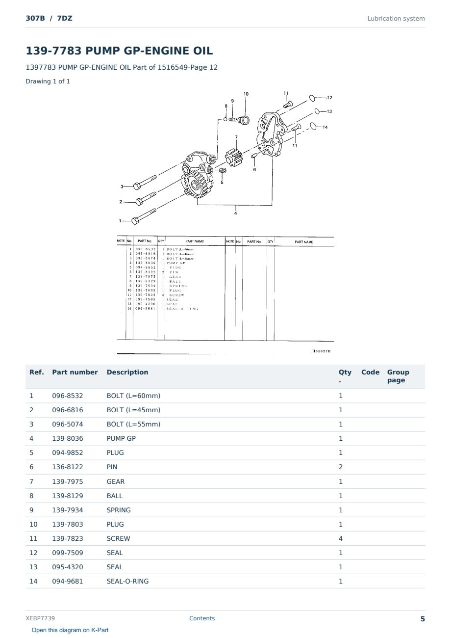 Caterpillar 307B S/N 7DZ Partsbook XEBP7739 (English) - sample page 5 of 10 Caterpillar 307B S/N 7DZ Partsbook XEBP7739 (English) - sample page 5 of 10