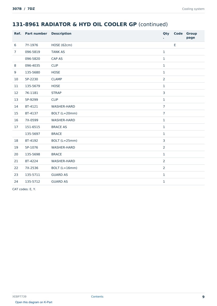 Caterpillar 307B S/N 7DZ Partsbook XEBP7739 (English) - sample page 9 of 10 Caterpillar 307B S/N 7DZ Partsbook XEBP7739 (English) - sample page 9 of 10