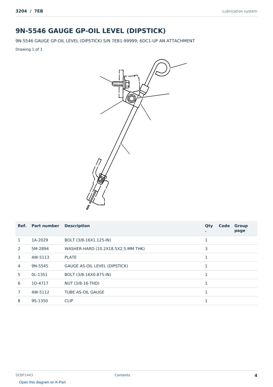Caterpillar 3204 S/N 7EB Partsbook SEBP1443 (English) - sample page 4 of 10 Caterpillar 3204 S/N 7EB Partsbook SEBP1443 (English) - sample page 4 of 10