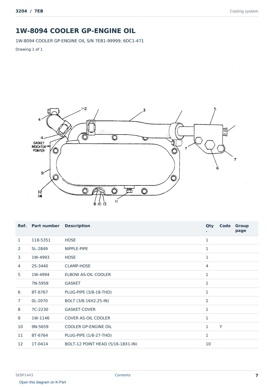 Caterpillar 3204 S/N 7EB Partsbook SEBP1443 (English) - sample page 7 of 10 Caterpillar 3204 S/N 7EB Partsbook SEBP1443 (English) - sample page 7 of 10