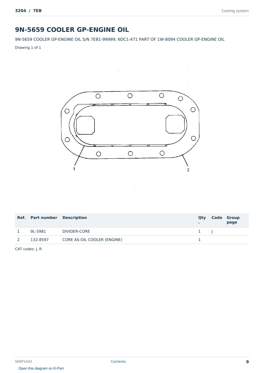 Caterpillar 3204 S/N 7EB Partsbook SEBP1443 (English) - sample page 9 of 10 Caterpillar 3204 S/N 7EB Partsbook SEBP1443 (English) - sample page 9 of 10