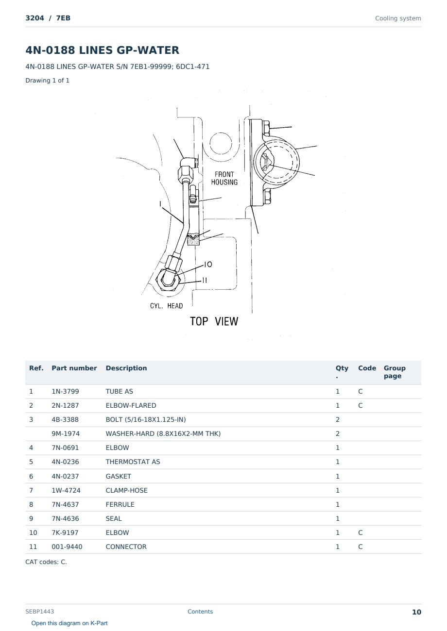 Caterpillar 3204 S/N 7EB Partsbook SEBP1443 (English) - sample page 10 of 10 Caterpillar 3204 S/N 7EB Partsbook SEBP1443 (English) - sample page 10 of 10