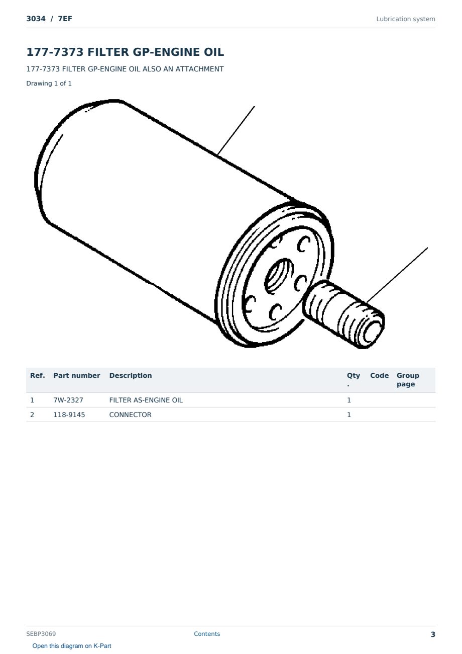 Caterpillar 3034 S/N 7EF Partsbook SEBP3069 (English) - sample page 3 of 10 Caterpillar 3034 S/N 7EF Partsbook SEBP3069 (English) - sample page 3 of 10