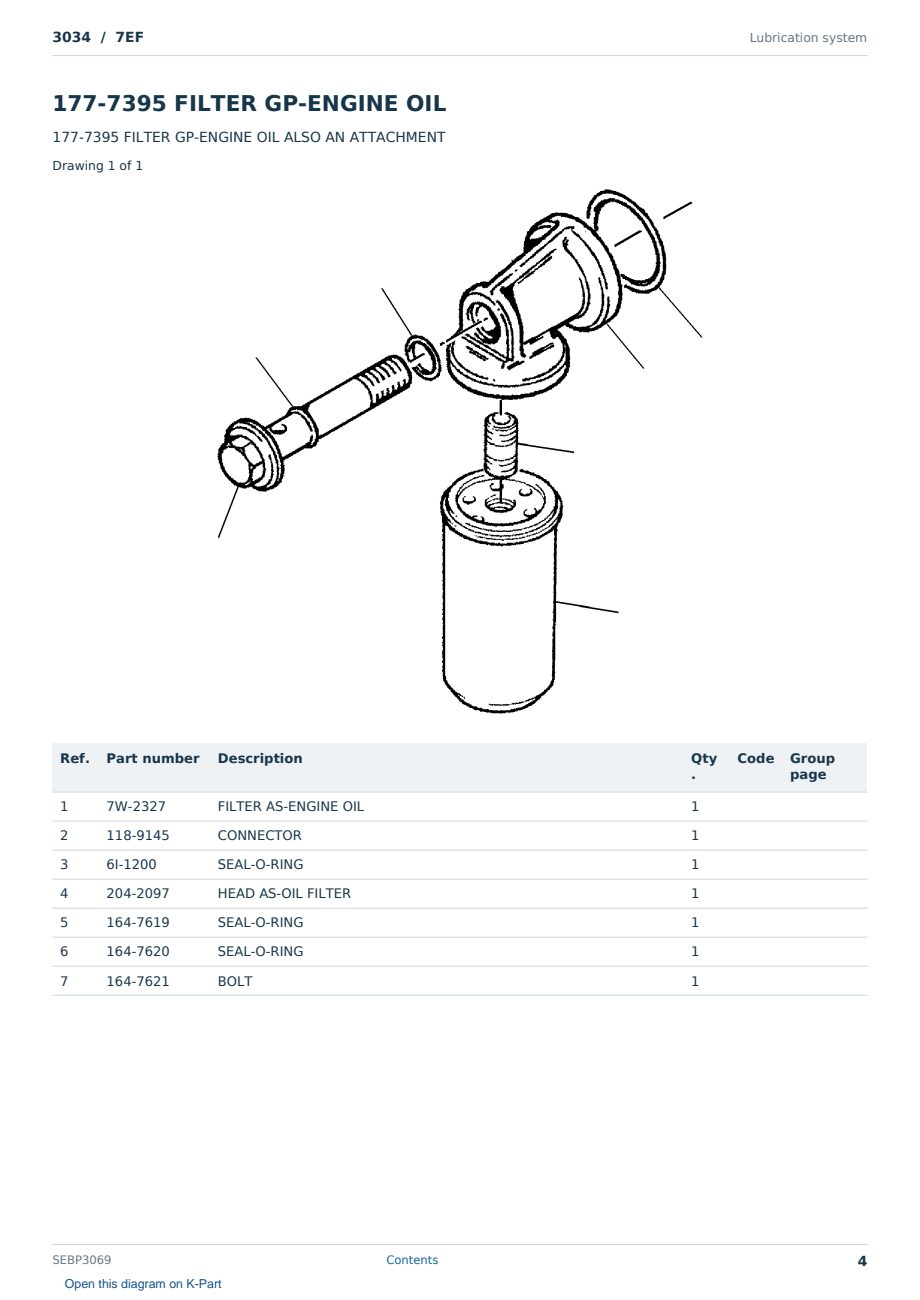 Caterpillar 3034 S/N 7EF Partsbook SEBP3069 (English) - sample page 4 of 10 Caterpillar 3034 S/N 7EF Partsbook SEBP3069 (English) - sample page 4 of 10