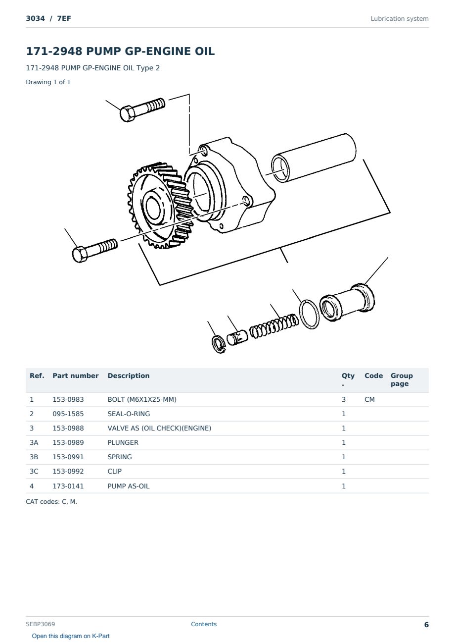 Caterpillar 3034 S/N 7EF Partsbook SEBP3069 (English) - sample page 6 of 10 Caterpillar 3034 S/N 7EF Partsbook SEBP3069 (English) - sample page 6 of 10