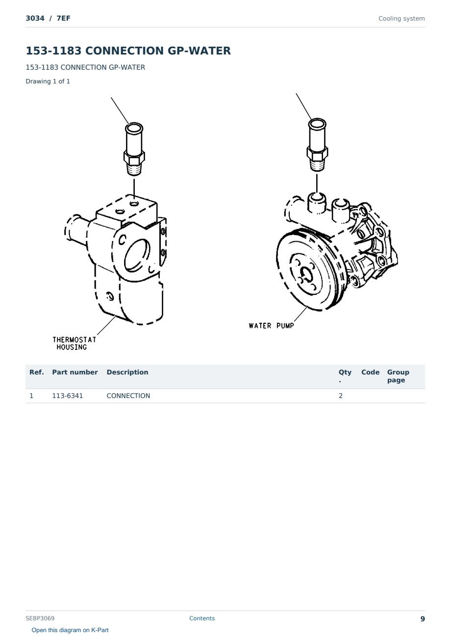 Caterpillar 3034 S/N 7EF Partsbook SEBP3069 (English) - sample page 9 of 10 Caterpillar 3034 S/N 7EF Partsbook SEBP3069 (English) - sample page 9 of 10