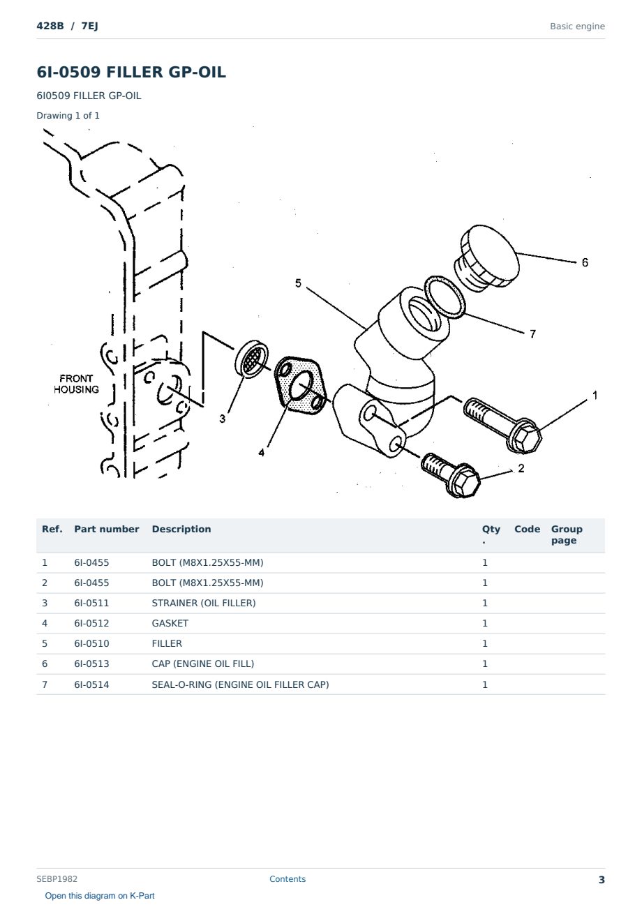 Caterpillar 428B S/N 7EJ Partsbook SEBP1982 (English) - sample page 3 of 10 Caterpillar 428B S/N 7EJ Partsbook SEBP1982 (English) - sample page 3 of 10