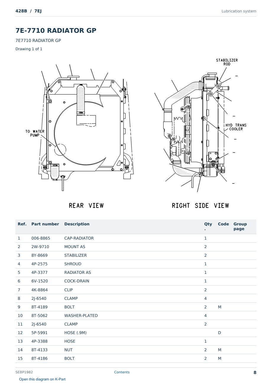 Caterpillar 428B S/N 7EJ Partsbook SEBP1982 (English) - sample page 8 of 10 Caterpillar 428B S/N 7EJ Partsbook SEBP1982 (English) - sample page 8 of 10