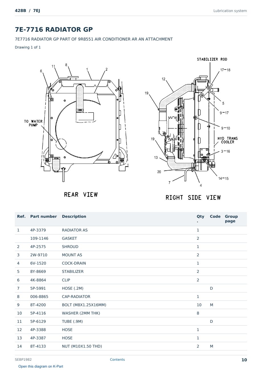 Caterpillar 428B S/N 7EJ Partsbook SEBP1982 (English) - sample page 10 of 10 Caterpillar 428B S/N 7EJ Partsbook SEBP1982 (English) - sample page 10 of 10