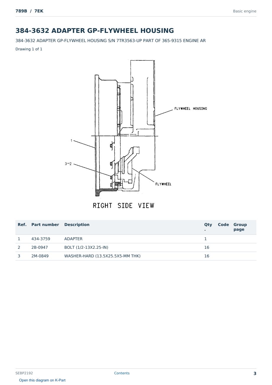 Caterpillar 789B S/N 7EK Partsbook SEBP2192 (English) - sample page 3 of 10 Caterpillar 789B S/N 7EK Partsbook SEBP2192 (English) - sample page 3 of 10