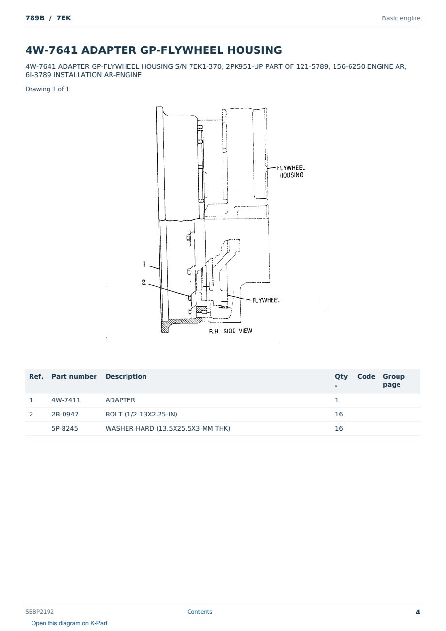 Caterpillar 789B S/N 7EK Partsbook SEBP2192 (English) - sample page 4 of 10 Caterpillar 789B S/N 7EK Partsbook SEBP2192 (English) - sample page 4 of 10