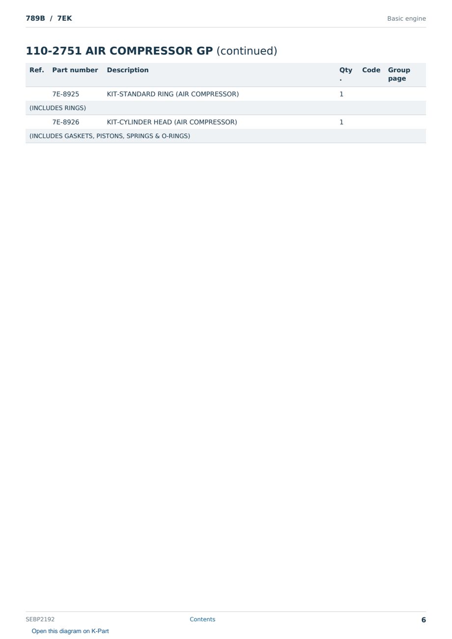 Caterpillar 789B S/N 7EK Partsbook SEBP2192 (English) - sample page 6 of 10 Caterpillar 789B S/N 7EK Partsbook SEBP2192 (English) - sample page 6 of 10