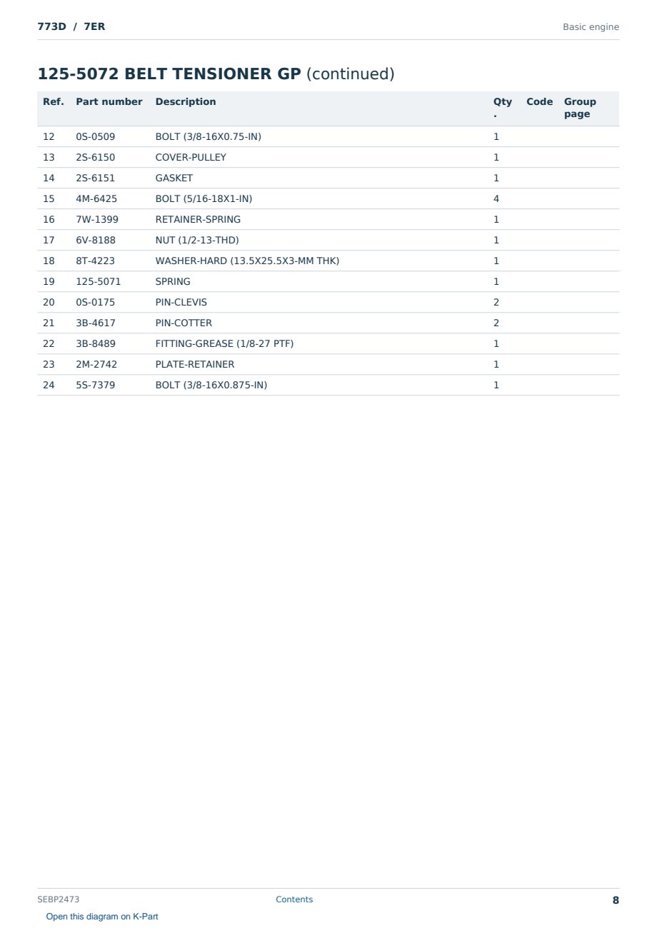 Caterpillar 773D S/N 7ER Partsbook SEBP2473 (English) - sample page 8 of 10 Caterpillar 773D S/N 7ER Partsbook SEBP2473 (English) - sample page 8 of 10