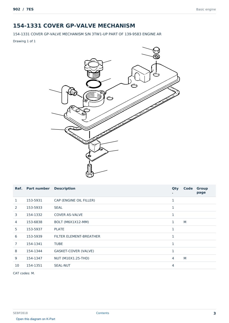 Caterpillar 902 S/N 7ES Partsbook SEBP2818 (English) - sample page 3 of 10 Caterpillar 902 S/N 7ES Partsbook SEBP2818 (English) - sample page 3 of 10