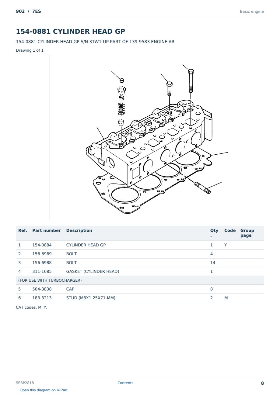 Caterpillar 902 S/N 7ES Partsbook SEBP2818 (English) - sample page 8 of 10 Caterpillar 902 S/N 7ES Partsbook SEBP2818 (English) - sample page 8 of 10