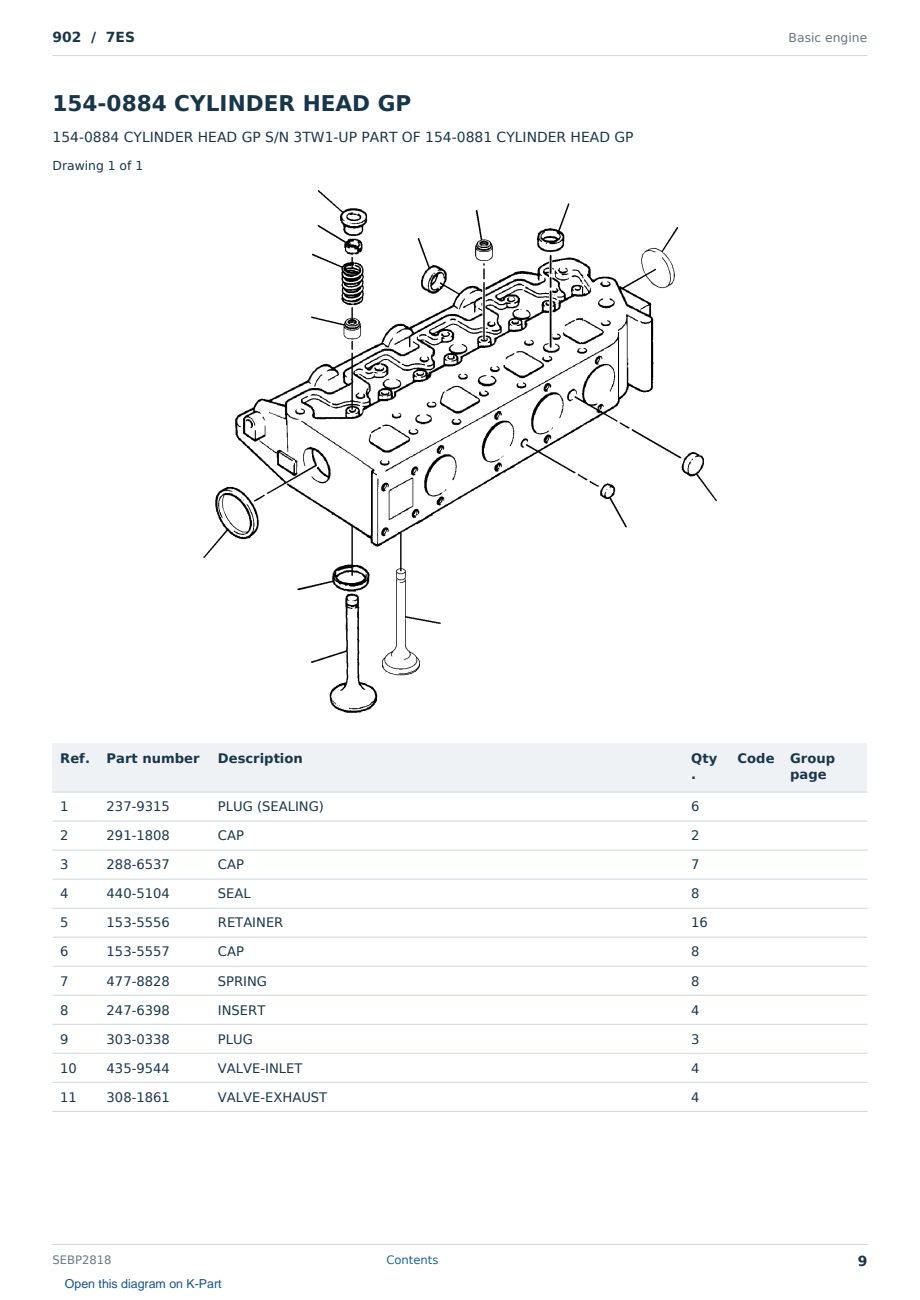 Caterpillar 902 S/N 7ES Partsbook SEBP2818 (English) - sample page 9 of 10 Caterpillar 902 S/N 7ES Partsbook SEBP2818 (English) - sample page 9 of 10