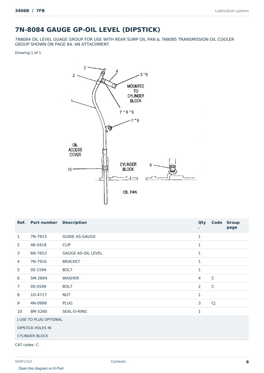 Caterpillar 3406B S/N 7FB Partsbook SEBP1450 (English) - sample page 6 of 10 Caterpillar 3406B S/N 7FB Partsbook SEBP1450 (English) - sample page 6 of 10