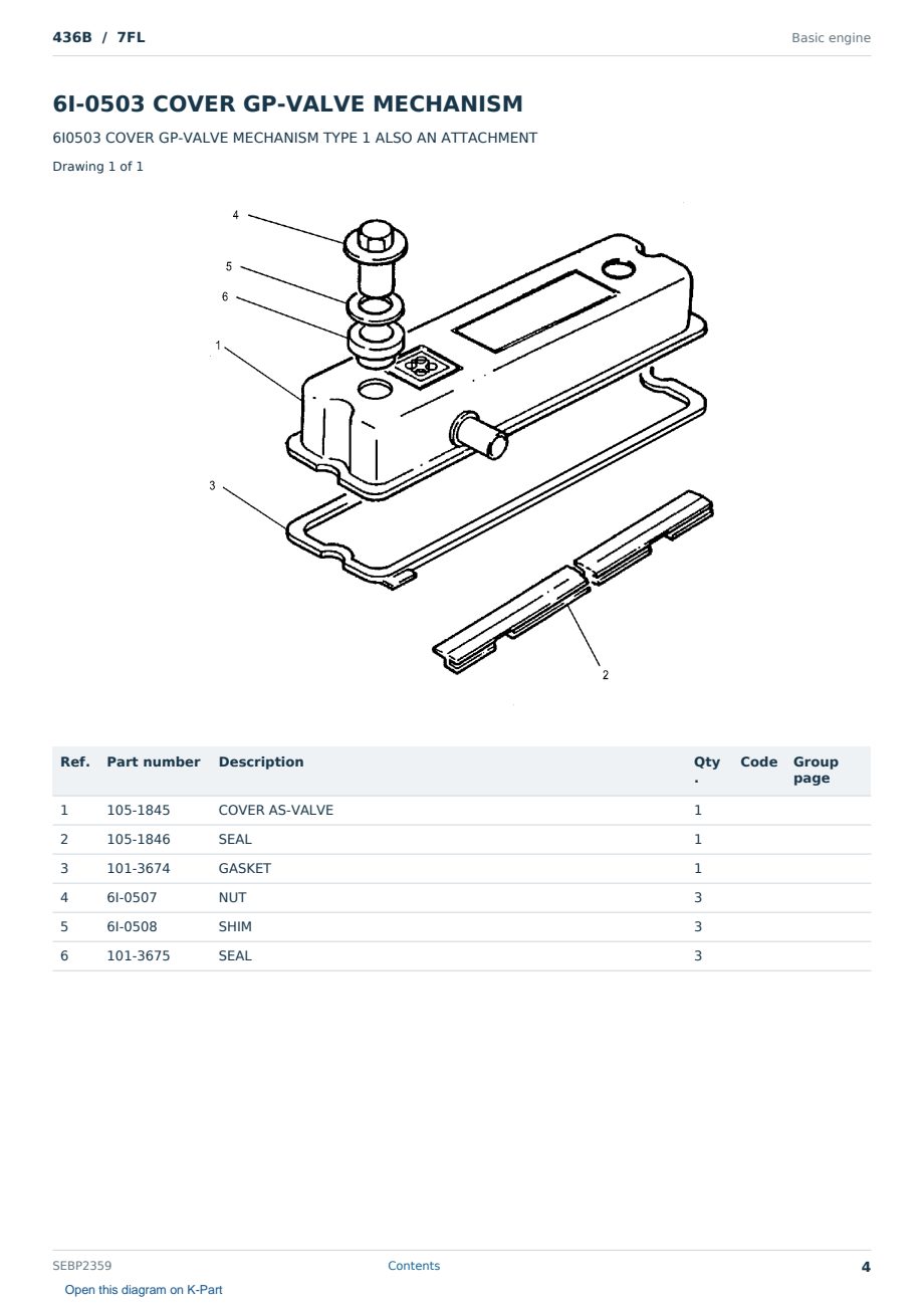 Caterpillar 436B S/N 7FL Partsbook SEBP2359 (English) - sample page 4 of 10 Caterpillar 436B S/N 7FL Partsbook SEBP2359 (English) - sample page 4 of 10