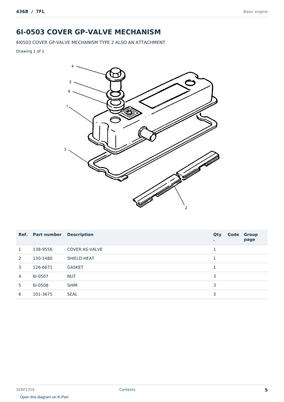 Caterpillar 436B S/N 7FL Partsbook SEBP2359 (English) - sample page 5 of 10 Caterpillar 436B S/N 7FL Partsbook SEBP2359 (English) - sample page 5 of 10
