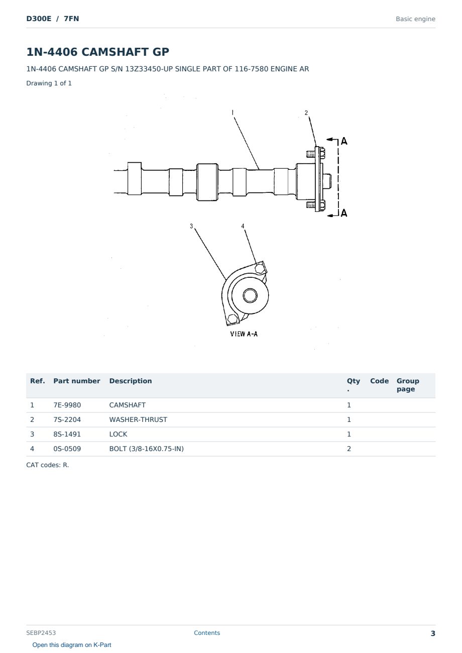 Caterpillar D300E S/N 7FN Partsbook SEBP2453 (English) - sample page 3 of 10 Caterpillar D300E S/N 7FN Partsbook SEBP2453 (English) - sample page 3 of 10