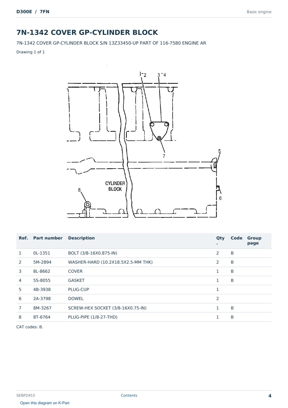 Caterpillar D300E S/N 7FN Partsbook SEBP2453 (English) - sample page 4 of 10 Caterpillar D300E S/N 7FN Partsbook SEBP2453 (English) - sample page 4 of 10