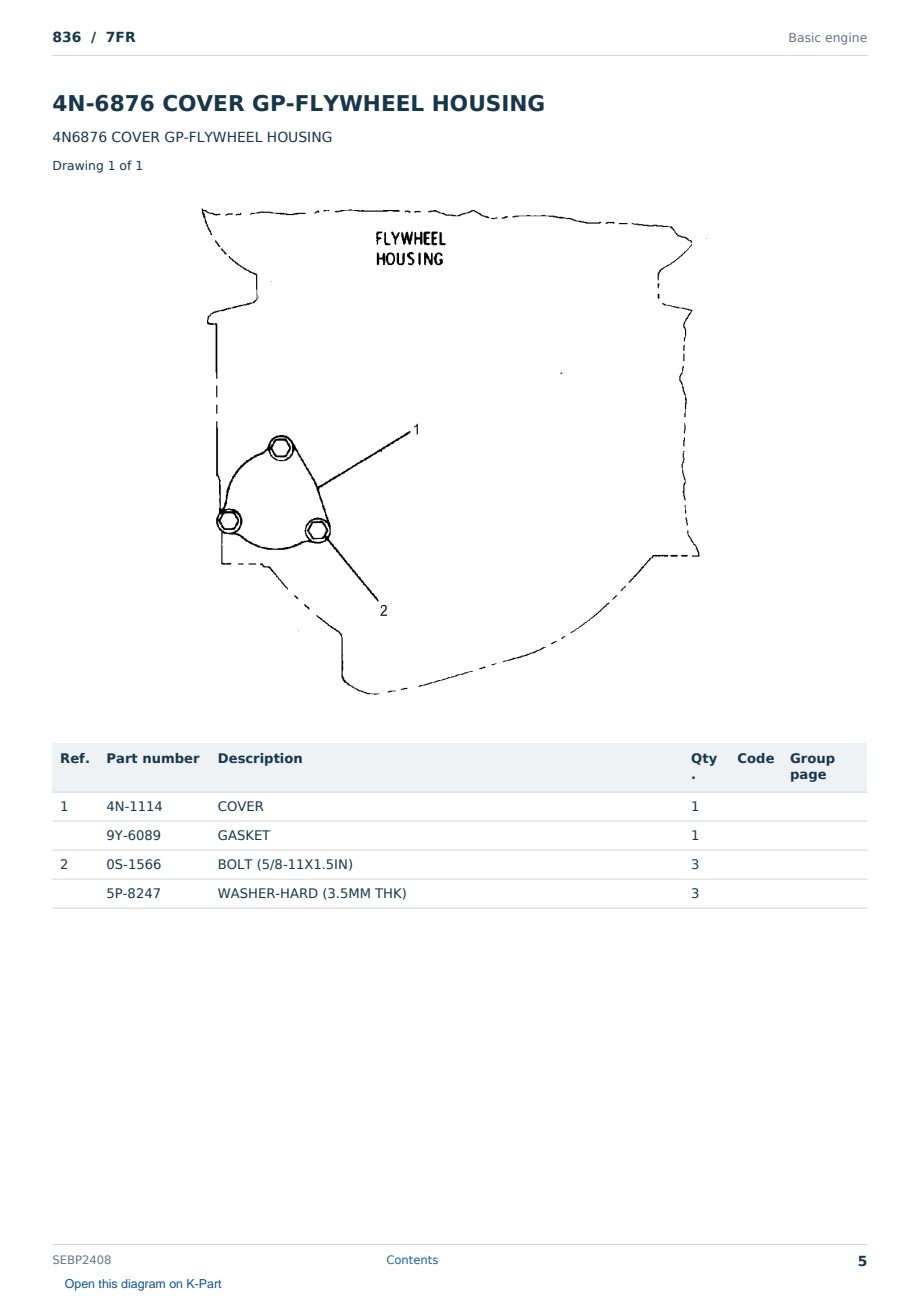 Caterpillar 836 S/N 7FR Partsbook SEBP2408 (English) - sample page 5 of 10 Caterpillar 836 S/N 7FR Partsbook SEBP2408 (English) - sample page 5 of 10