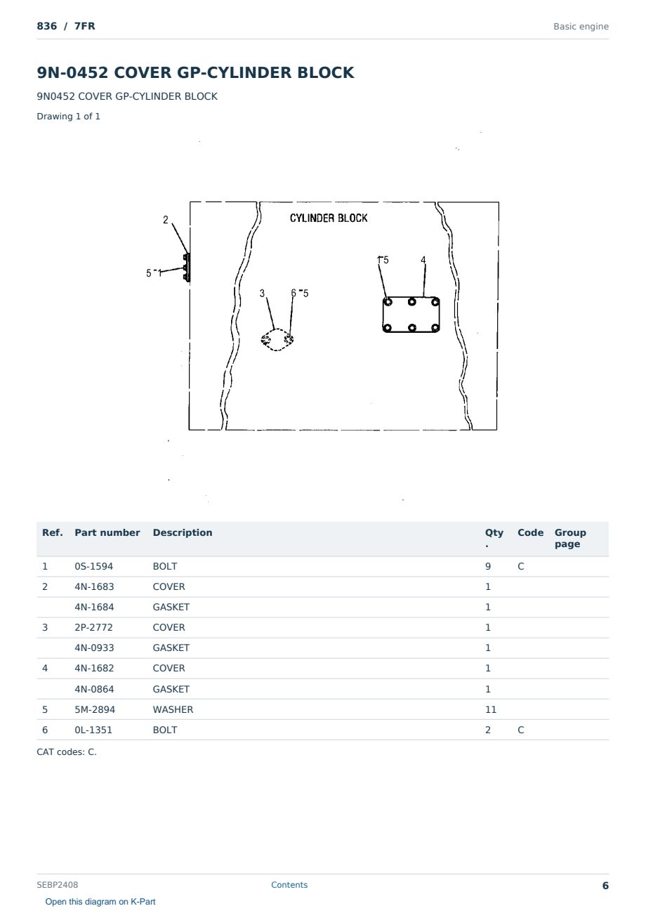 Caterpillar 836 S/N 7FR Partsbook SEBP2408 (English) - sample page 6 of 10 Caterpillar 836 S/N 7FR Partsbook SEBP2408 (English) - sample page 6 of 10