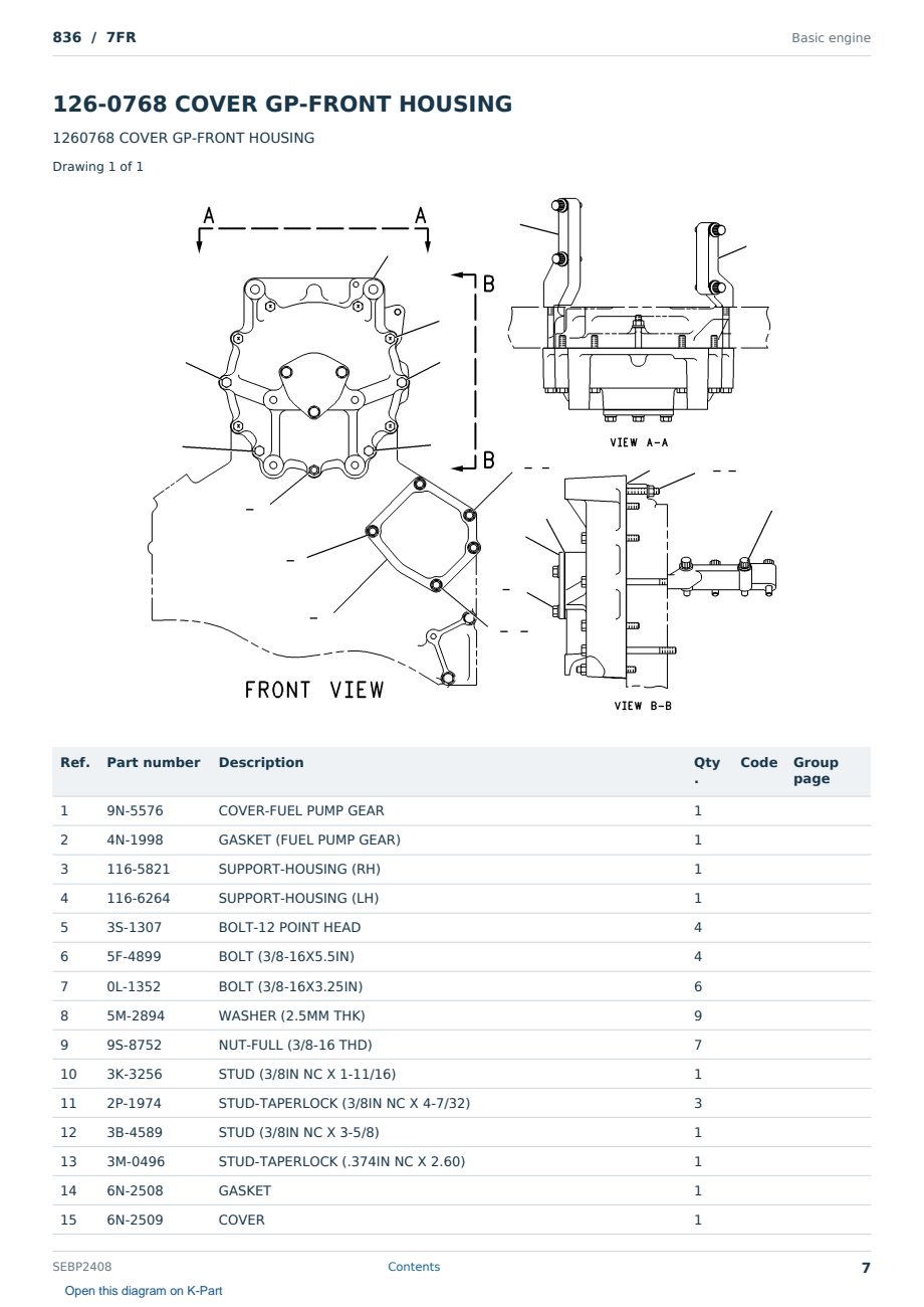 Caterpillar 836 S/N 7FR Partsbook SEBP2408 (English) - sample page 7 of 10 Caterpillar 836 S/N 7FR Partsbook SEBP2408 (English) - sample page 7 of 10