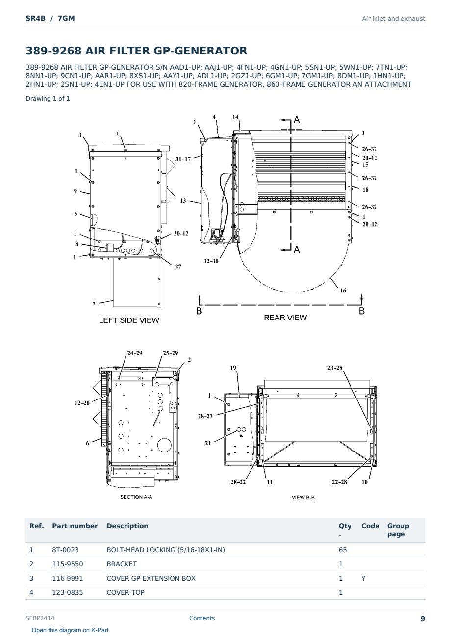 Caterpillar SR4B S/N 7GM Partsbook SEBP2414 (English) - sample page 9 of 10 Caterpillar SR4B S/N 7GM Partsbook SEBP2414 (English) - sample page 9 of 10