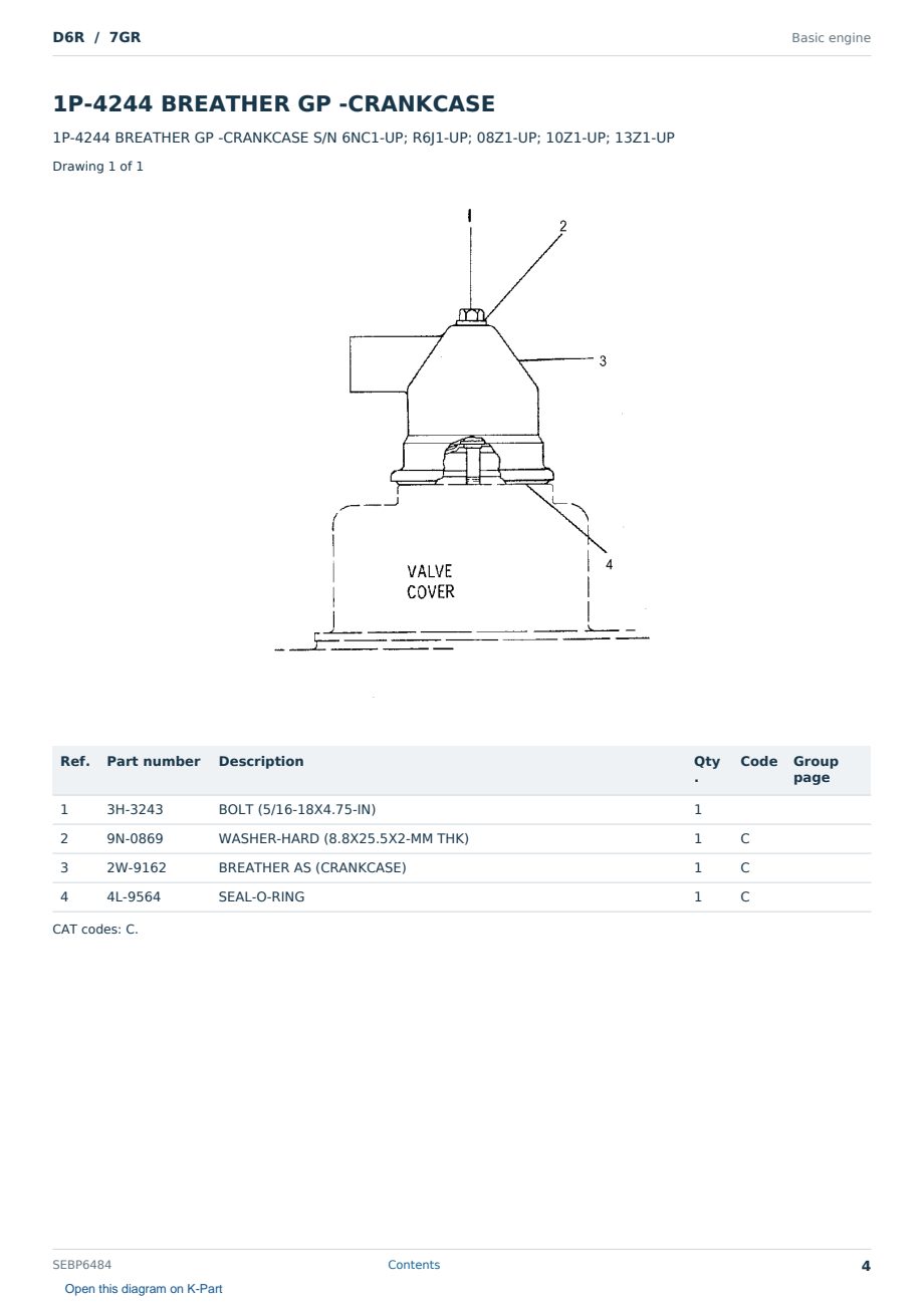 Caterpillar D6R S/N 7GR Partsbook SEBP6484 (English) - sample page 4 of 10 Caterpillar D6R S/N 7GR Partsbook SEBP6484 (English) - sample page 4 of 10