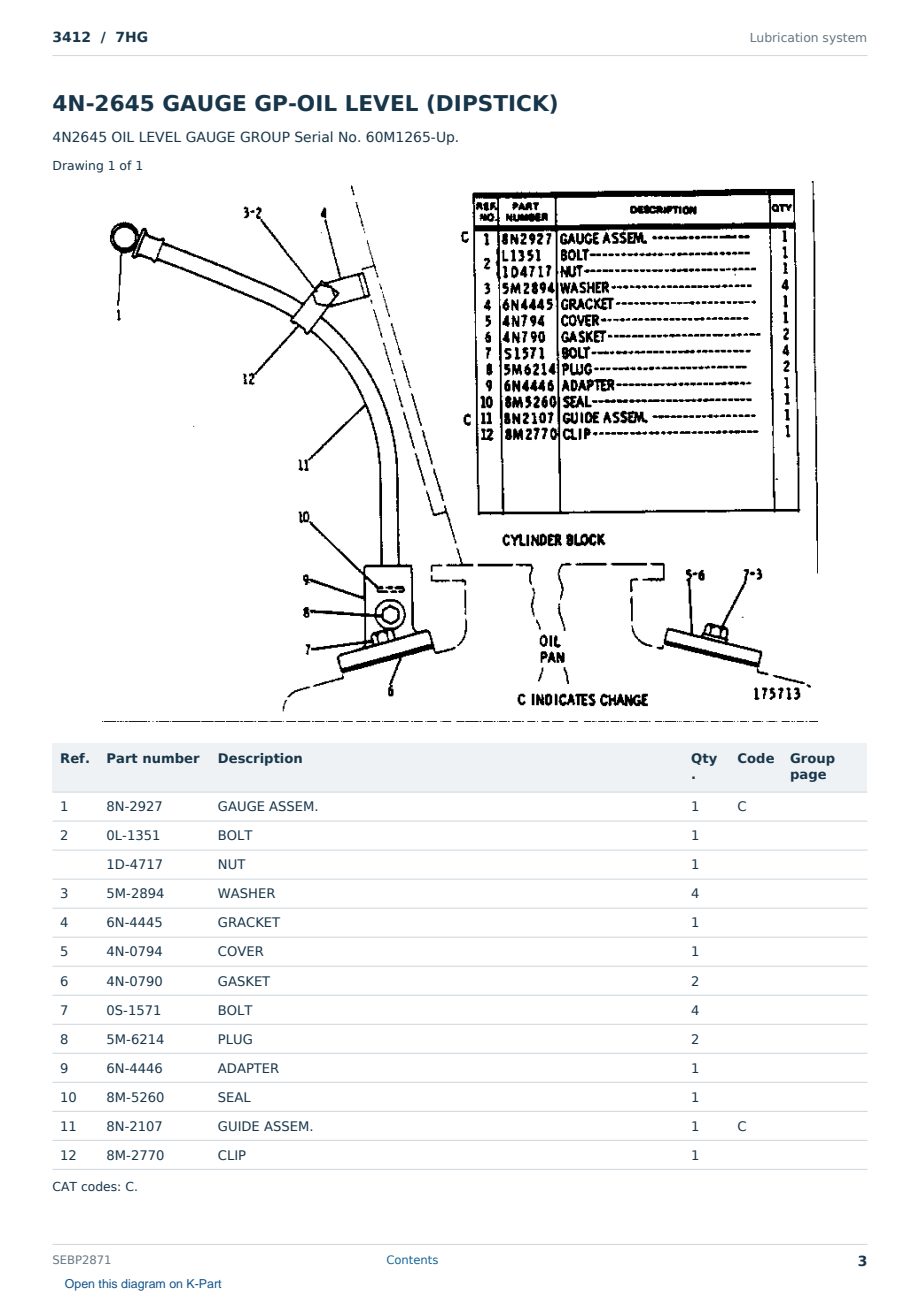 Caterpillar 3412 S/N 7HG Partsbook SEBP2871 (English) - sample page 3 of 10 Caterpillar 3412 S/N 7HG Partsbook SEBP2871 (English) - sample page 3 of 10