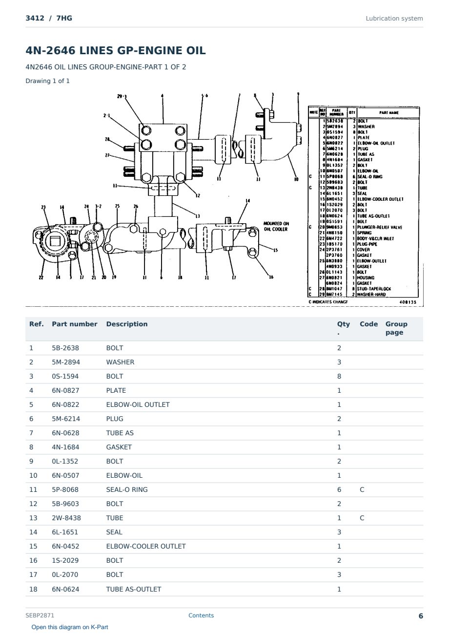 Caterpillar 3412 S/N 7HG Partsbook SEBP2871 (English) - sample page 6 of 10 Caterpillar 3412 S/N 7HG Partsbook SEBP2871 (English) - sample page 6 of 10
