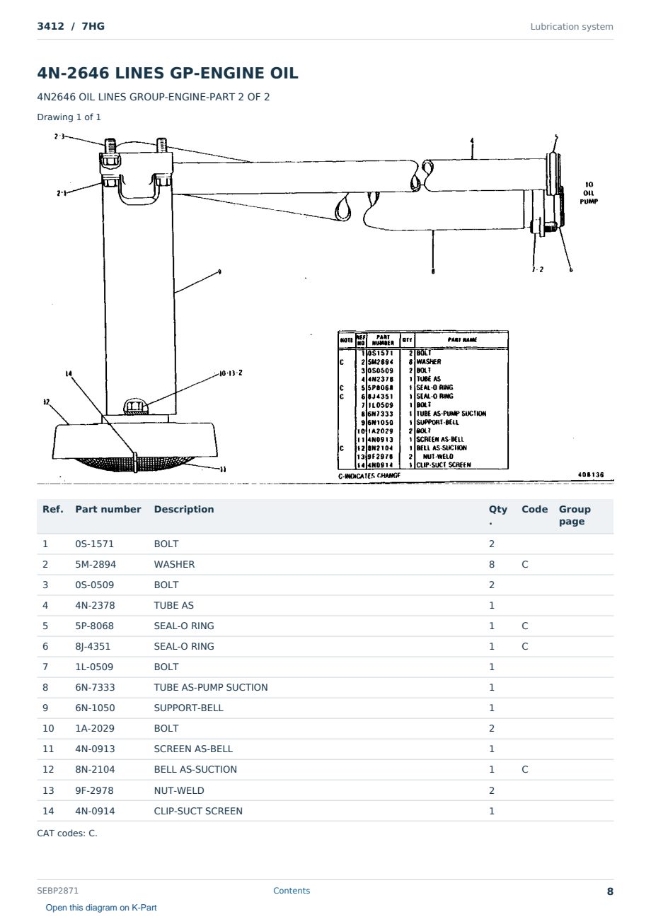 Caterpillar 3412 S/N 7HG Partsbook SEBP2871 (English) - sample page 8 of 10 Caterpillar 3412 S/N 7HG Partsbook SEBP2871 (English) - sample page 8 of 10