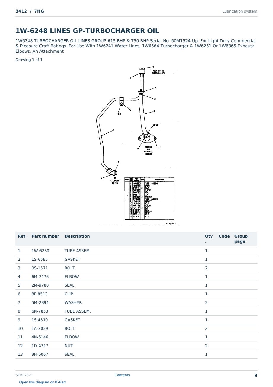 Caterpillar 3412 S/N 7HG Partsbook SEBP2871 (English) - sample page 9 of 10 Caterpillar 3412 S/N 7HG Partsbook SEBP2871 (English) - sample page 9 of 10