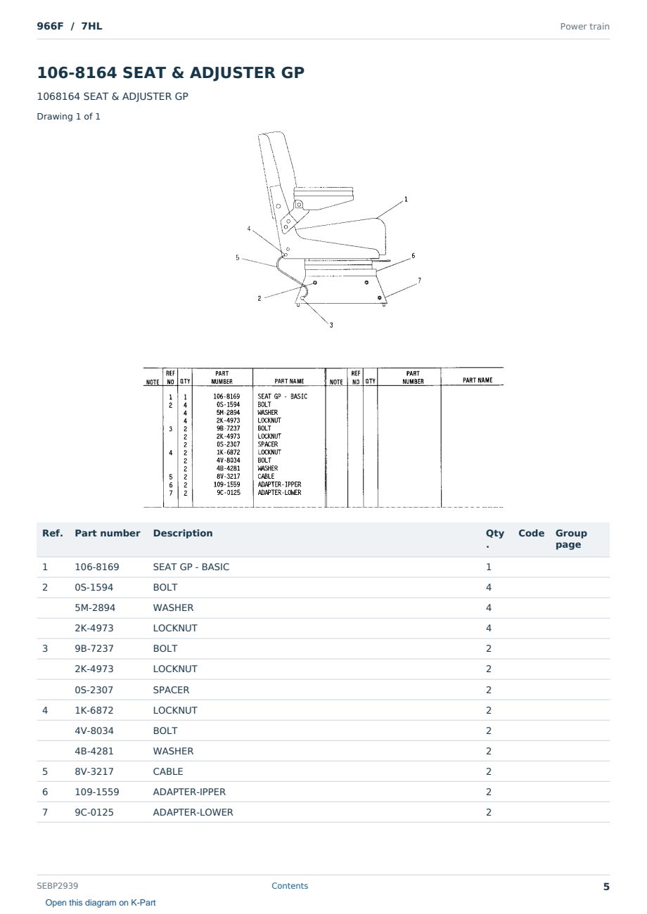Caterpillar 966F S/N 7HL Partsbook SEBP2939 (English) - sample page 5 of 6 Caterpillar 966F S/N 7HL Partsbook SEBP2939 (English) - sample page 5 of 6