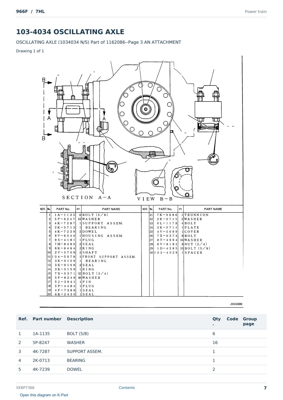 Caterpillar 966F S/N 7HL Partsbook XEBP7366 (English) - sample page 7 of 10 Caterpillar 966F S/N 7HL Partsbook XEBP7366 (English) - sample page 7 of 10
