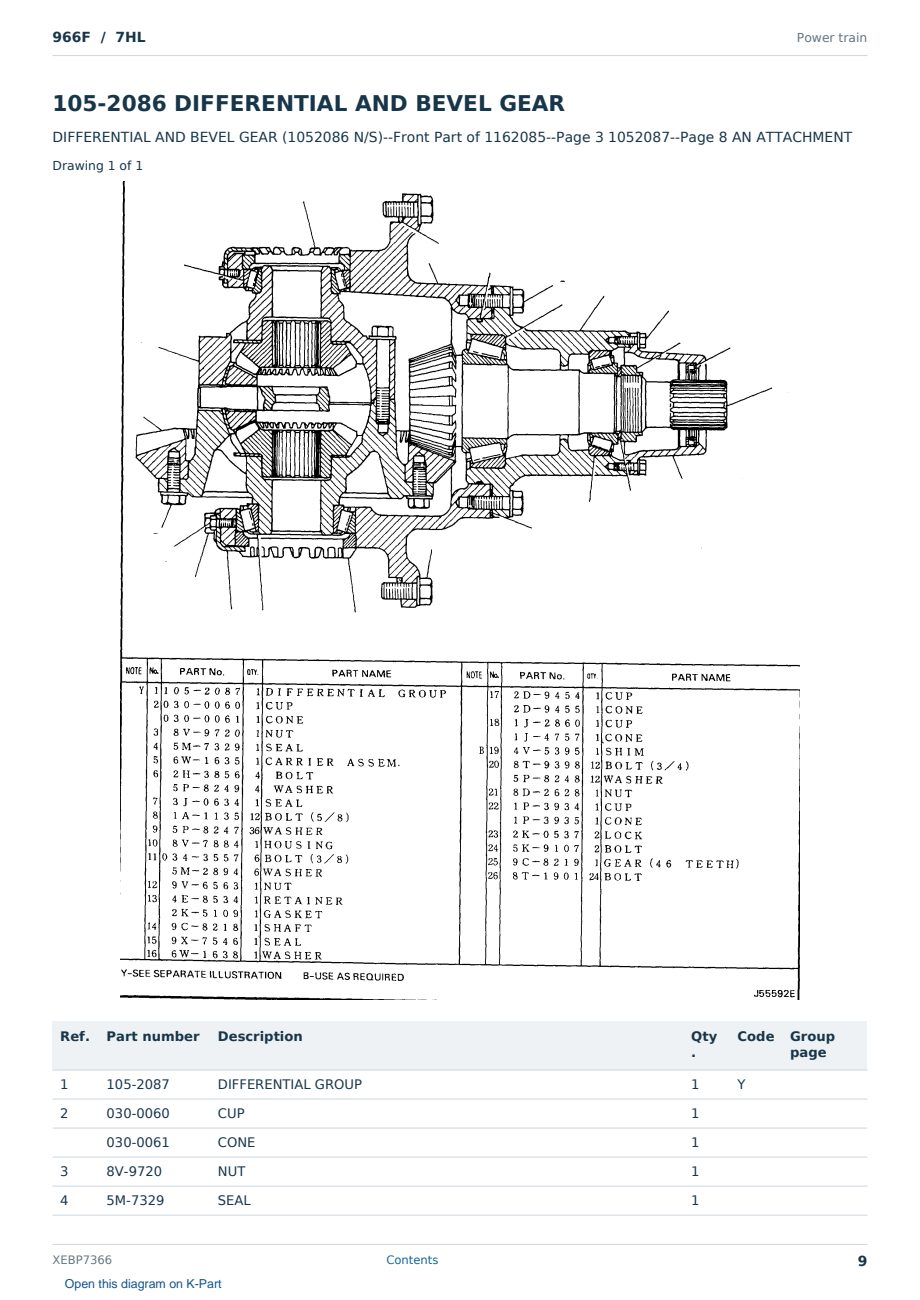 Caterpillar 966F S/N 7HL Partsbook XEBP7366 (English) - sample page 9 of 10 Caterpillar 966F S/N 7HL Partsbook XEBP7366 (English) - sample page 9 of 10