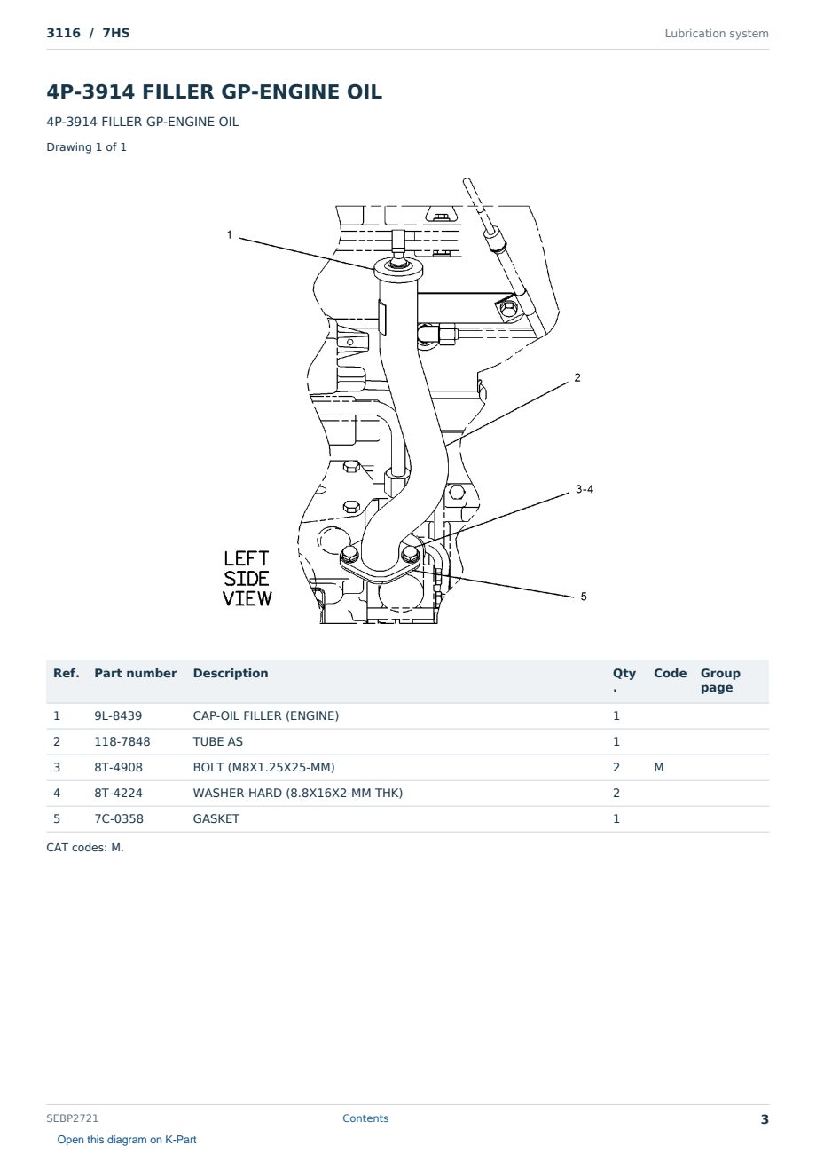 Caterpillar 3116 S/N 7HS Partsbook SEBP2721 (English) - sample page 3 of 10 Caterpillar 3116 S/N 7HS Partsbook SEBP2721 (English) - sample page 3 of 10